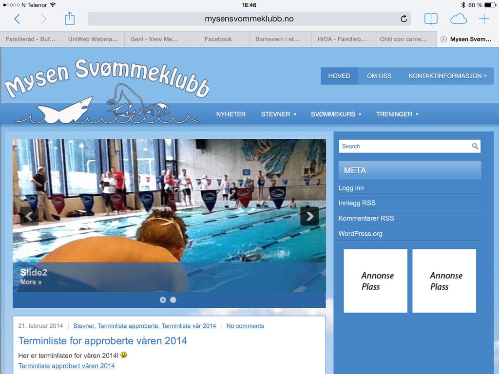 Idrettslaget informerer medlemmene via nettsiden som har adresse: www.mysensvommeklubb.