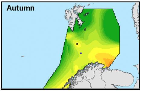 Ernæring: pelagisk stimfisk. Biotop: Kyst og åpent hav. Hekking: Kolonihekker i bratte fuglefjell. Utredningsområdet: Betydelig hekkebestand. På fastlandet >15 000 hekkende par.