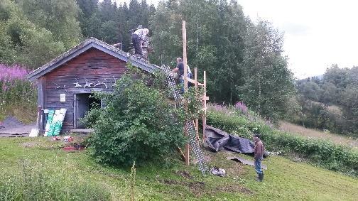 Staum, samt Ole Voldbakken, Iver Hammershaug og Kjell Håkon Reistad som var i aksjon. Svein Fyksen bidrog og påbegynte stallrydding. Sikring for besøkende på låvetrev kom i orden.