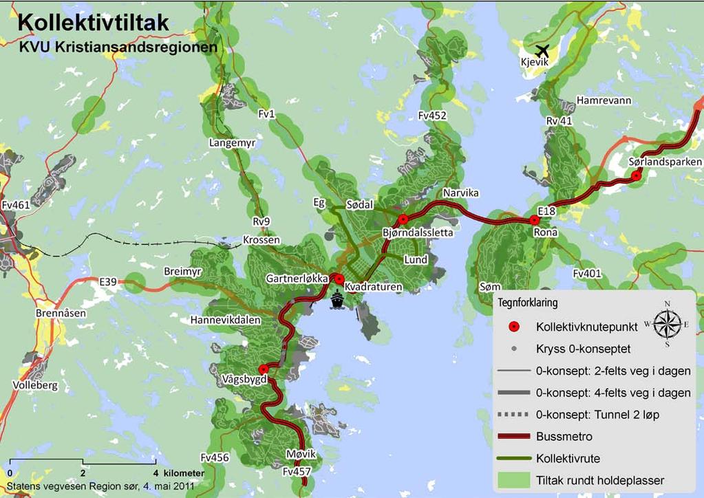 Kollektivtiltak Tiltakene skal gi hinderfri fremføring for buss og høy frekvens på rutetilbudet.