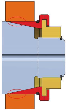 den koniske enden. 1.5/ Tighten alternately at both ends.