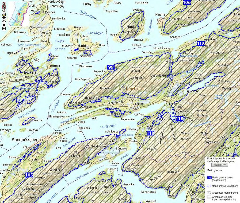 idlig yngre dryas ved jøa (jøa-rinne). Dee kan følges nordover via sore morenerygger på fjordbunnene, blan anne ved munningen av Leirfjorden. or eer de li yngre Nordli-rinne finnes øs for jøa-rinne.