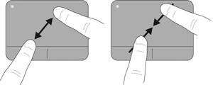 MERK: Rullehastigheten styres av fingerhastigheten. MERK: Rulling med to fingrer er aktivert fra fabrikk.