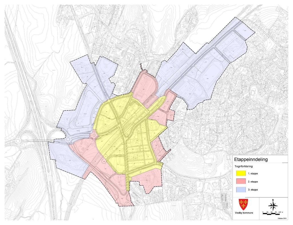 Etappeinndeling Det er hensikten at Vestby sentrum skal bygges «innenfra og ut».