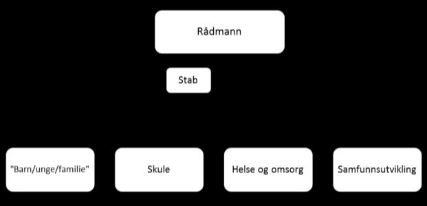 Strategisk leiing og fellesfunksjonar Vaksdal kommune er organisert i to nivå med rådmann, stab og 4 resultateiningar.