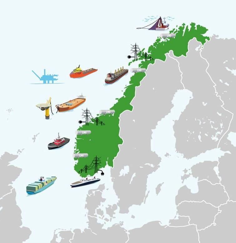 Grønt Kystfartsprogram Norge skal etablere verdens mest effektive og miljøvennlige kystfart drevet helt eller delvis med batterier, LNG eller