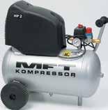 Kompressorer, trykkluftslanger og kabeltromler Kompressor MFT Mizar - Oljefri - 2,0 Hk Oljefri kompressor for den profesjonelle bruker Meget kompakt og lett og maks trykk på 8 bar (116 psi) Utstyrt