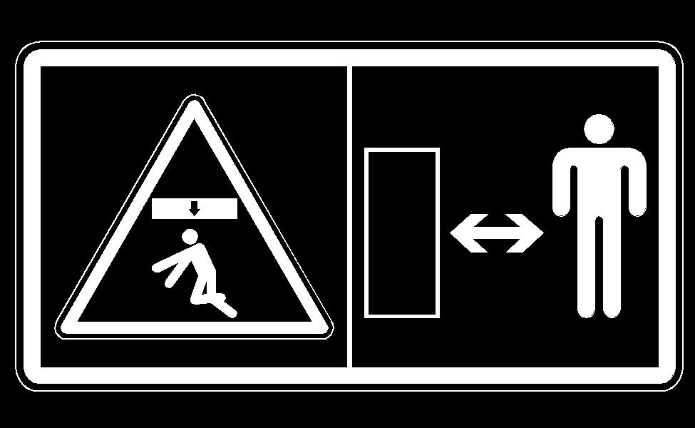 Hvis man ikke følger instruksjonene og varslene, kan det føre til alvorlig personskade eller død. Klemfare (8) Dette varselmerket er plassert på begge sider av bommen.