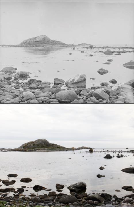 Robust blokksteinstrand til tross for værhard ytterside 1923.