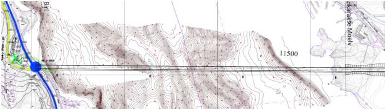 4 Skråstagbru med 750 m hovedspenn Denne brutraseen og bruløsningen er nesten lik den for alternativ 2.4. Forskjellen er at spennvidden er redusert til 500 m.