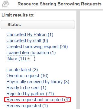 Renew request not accepted = eierbibliotek kunne ikke fornye posten 6.