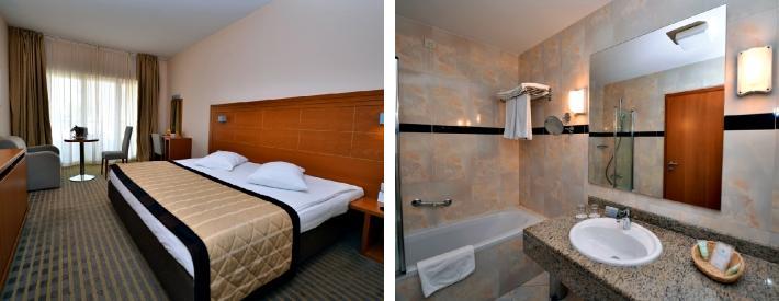 Hotellet tilbyr tre typer rom: superior med parkutsikt, superior med havutsikt og deluxe med balkong og havutsikt.