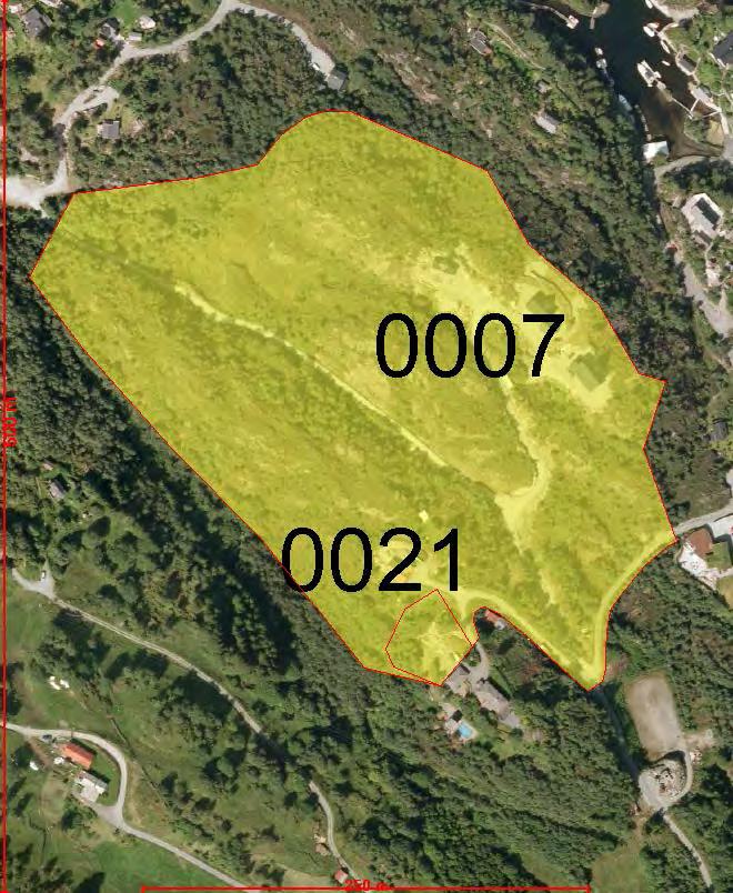 25 Område nr. 7 og 21, Ådland Eigedom: 36/3, 36/107, 36/108, 36/109, 36/123, 36/128, 36/130 Storleik: Innspel, 69 daa. Etter vurdering, 75 daa. Noverande areal: LNF/spreidd bustad.