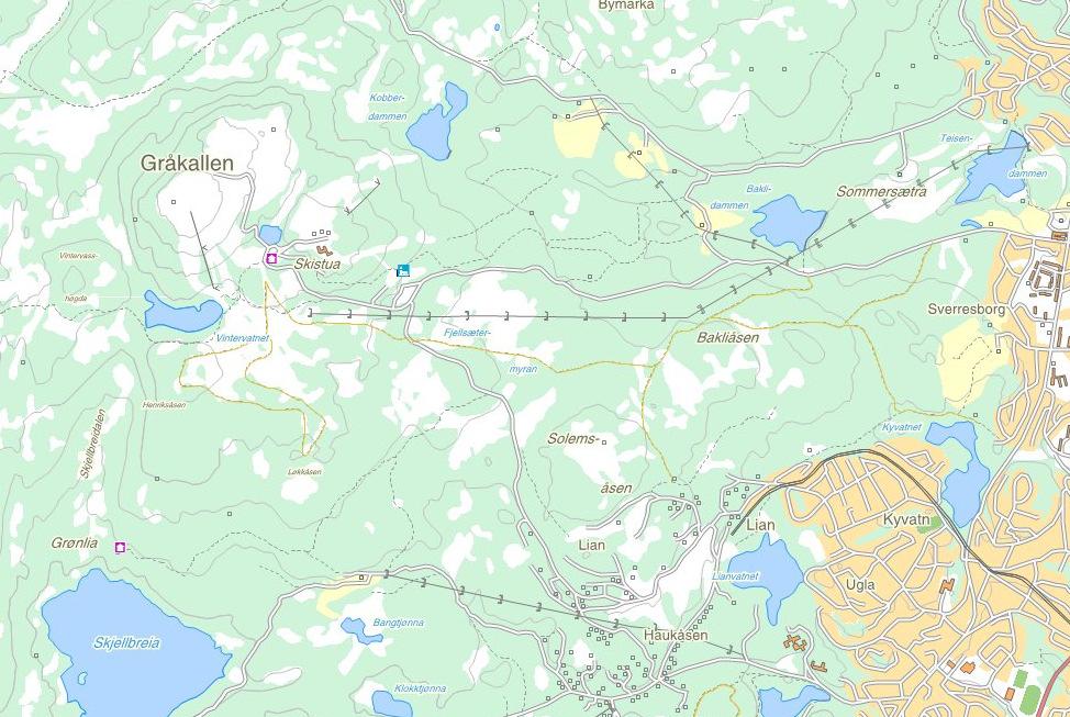 Fagerlia Til Elgsethytta ca.3 km Til Berg ca.10 km Figur 2: Kartet viser mulighetene for familiesykling inn til og i planområdet.