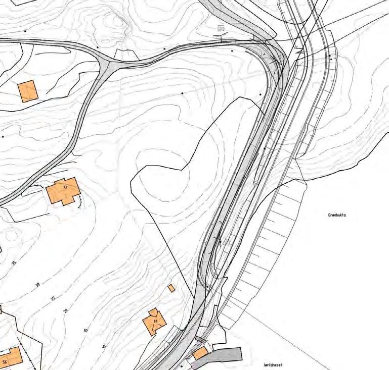 34 PLANBESKRIVELSE MED KONSEKVENSUTREDNING FOR INDUSTRIOMRÅDE OG DYPVANNSKAI PÅ HUSØYA Veien i planforslaget følger i stor grad dagens trasé, men er lagt ut i svingen ved Grønbukta.