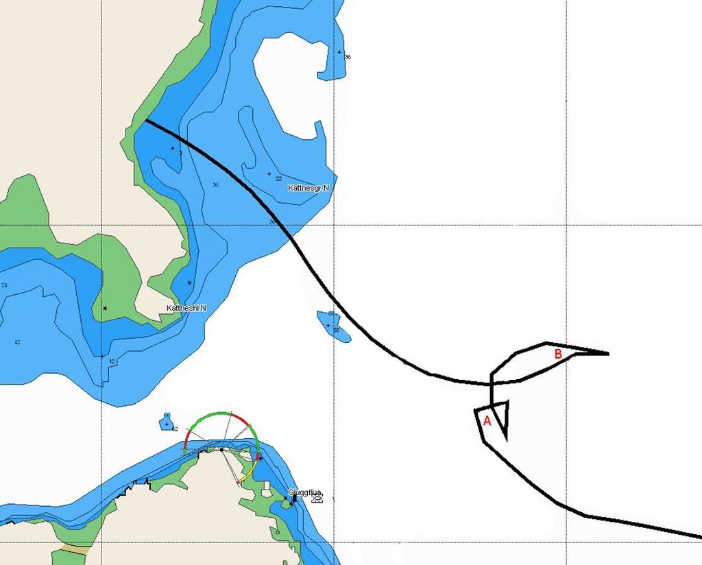 Statens havarikommisjon for transport Side 8 Figur 4: Posisjonene der garnlenkene ble trukket etter ulykken. Kilde: Kartplotter 1.4 Vær, sjø og farvannsbeskrivelse 1.