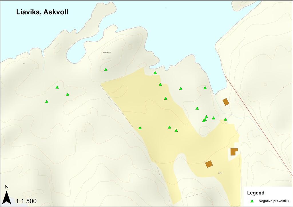 5 Kart som illustrerer kvar dei 20 prøvestikka er teke. Innmålingane er gjort med GPS og har difor forskjøvet seg noko.