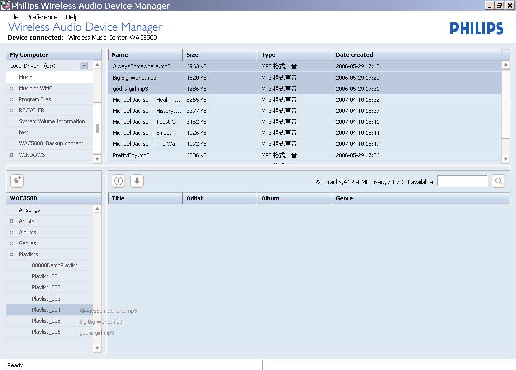 2 På My Computer (Min datamaskin) felt: klikk for å markere en ønsket fil/mappe 3 Dra utvalget til My Device (Min