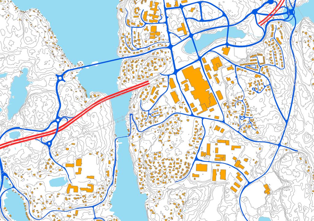 Skisser til moglege alternativ for ei trinnvis utbygging av nytt Sotrasamband mellom Bildøyna og Straume, fase 1 (t.v.) og fase 2.(t.h.