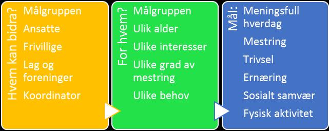 Skjematisk framstilling av Stekke som knutepunkt for aktivitetstilbudet i kommunen: Informasjon og koordinering av aktiviteter når den enkelte sine interesser og behov er avklart Rett aktivitet til