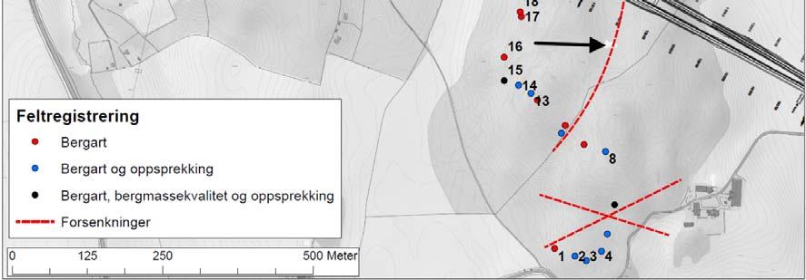 Under er en kort beskrivelse fra resultatene. For nærmere beskrivelse se Geoteknisk datarapport 1 (125103-RIG-RAP-001) og Geoteknisk datarapport 2 (125103-RIG-RAP-002).