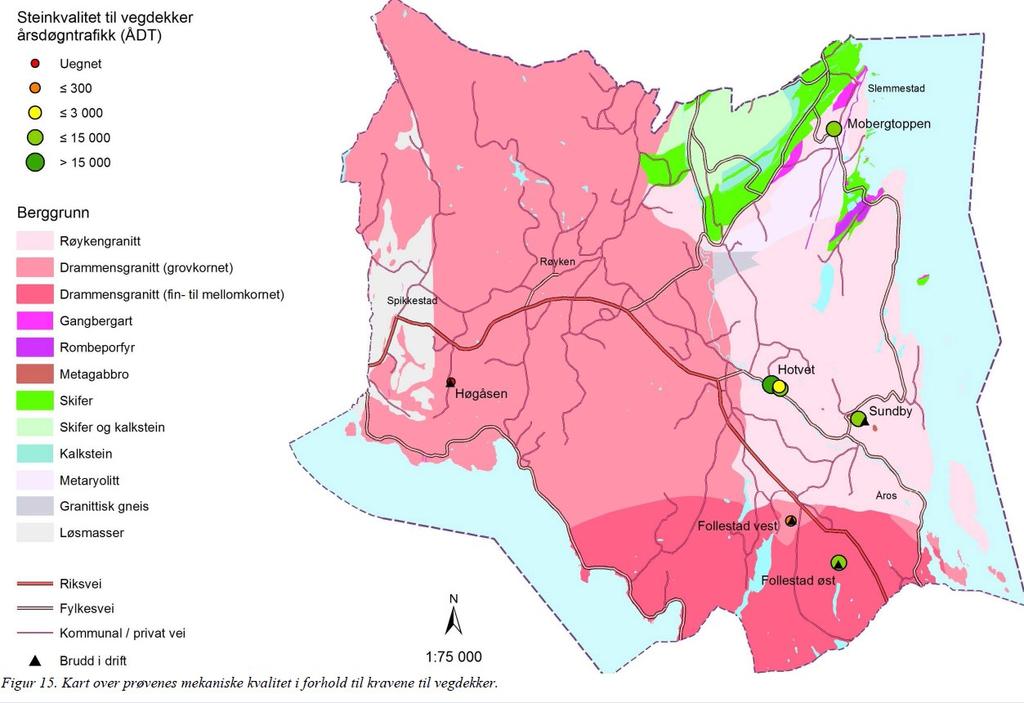 kambrosilure sedimentære bergarter som er begrenset til den nordøstligste del av kommunen omkring Slemmestad.