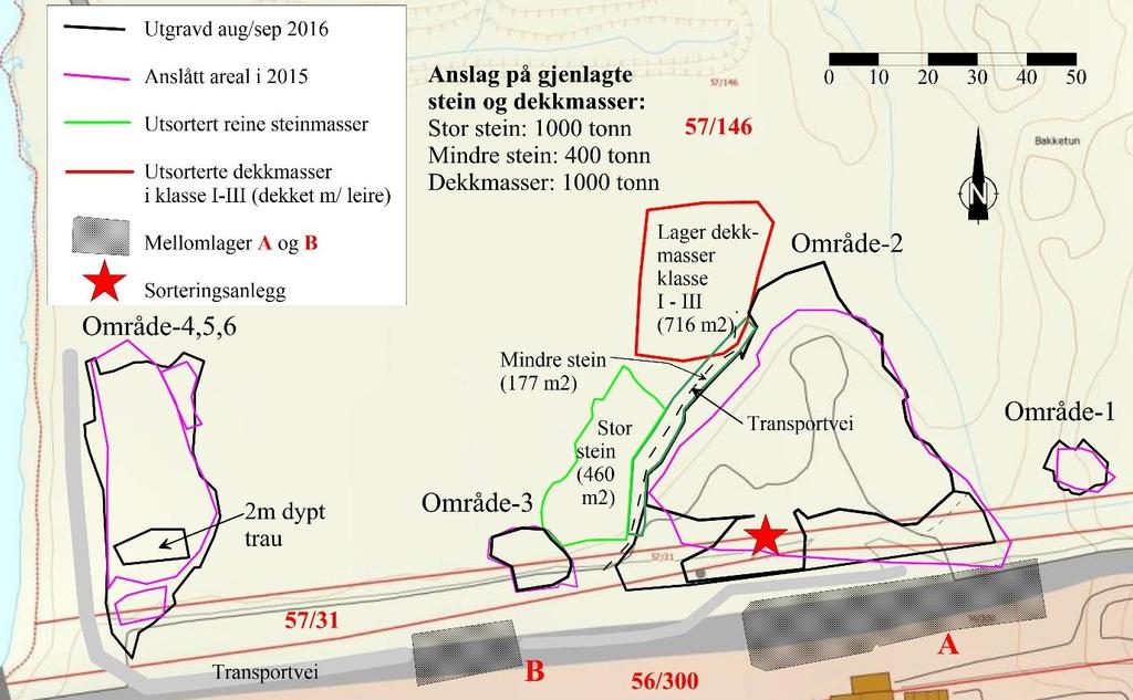 Sluttrapport etter opprydding av forurenset grunn på Nordmololeira i Rissa kommune 11 4 RESULTATER GJENNOMFØRING I FORHOLD TIL TILTAKSPLAN OG MILJØMÅL 4.