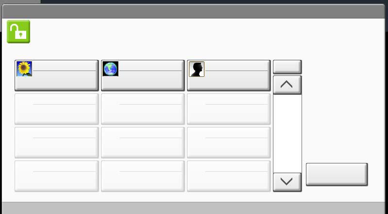 Installere og konfigurere maskinen > Pålogging/avlogging Enkel pålogging Velg brukeren som skal pålogges. 0 0 03 Nr.