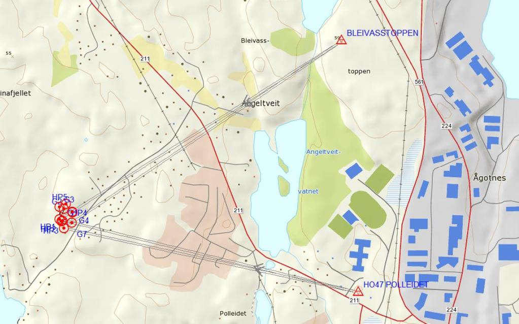 4. Eksempelprosjekt, Angeltveit 2012 Om prosjektet For å måle inn fem grensepunkt er det brukt både totalstasjon, statisk GNSS og sanntids-gnss.