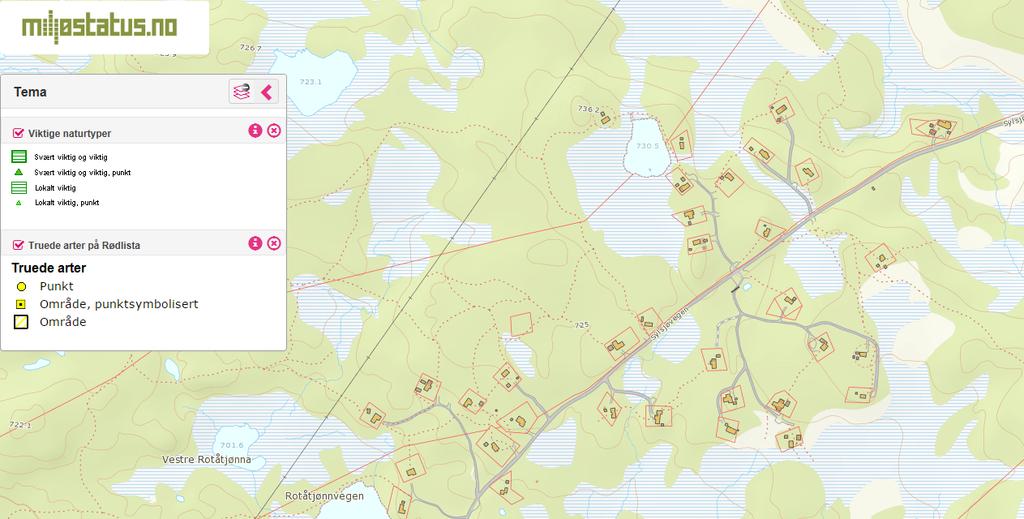 5.4 Naturverdier Miljøstatus.no angir ingen registreringer av rødlistearter eller viktige naturtyper. 5.