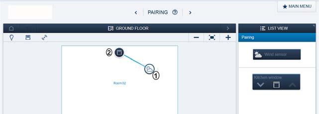 Igangsetting 6.4 Koblinger 6.4.1 Koble aktuator og sensor Fig. 5: Koble aktuator og sensor 1. På skrivebordet velger du sensoren [1] som skal kobles til aktuatoren.