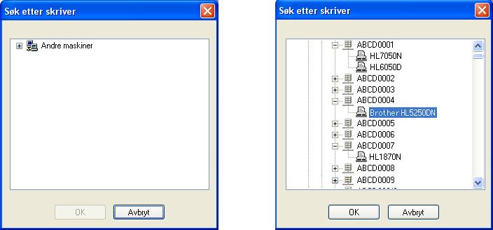 Installere driveren og velge riktig skriverkø eller ressursnavn 1 Klikk på Installer skriverdriver på hovedmenyen. 5 Velg skriverkøen, og klikk deretter på OK. 2 Klikk på Bruker med nettverkskabel.