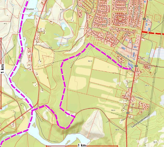 Eget forslag E Sideløype til forslag D, 24a og 14.