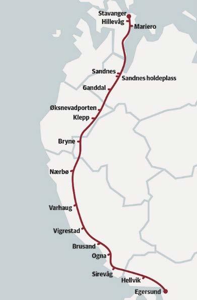 mer attraktivt. Dobbeltspor til Nærbø inngår i nullalternativet for E39 Lyngdal-Sandnes.