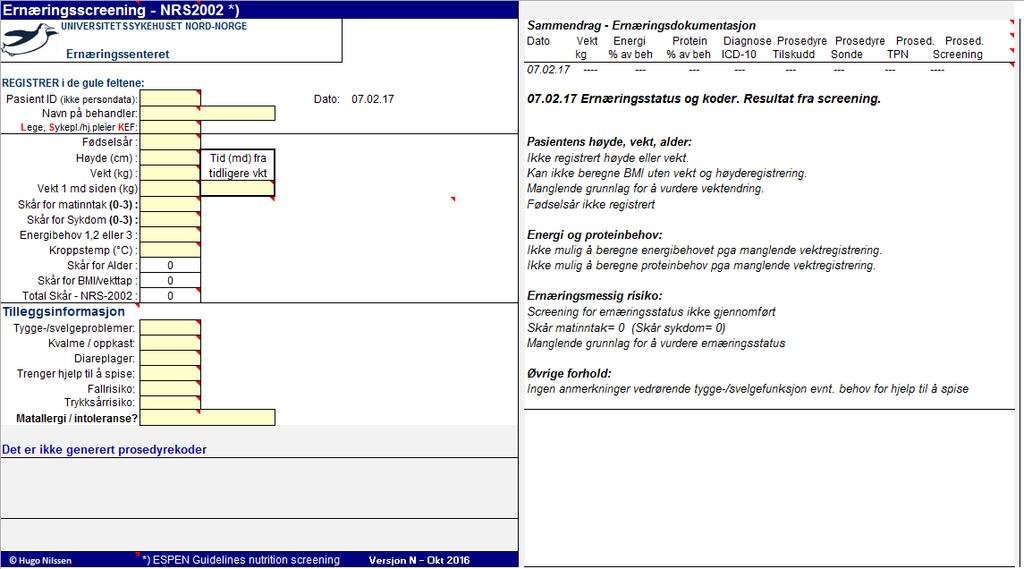 Ernæringsscreeningsverktøy Utarbeidet av