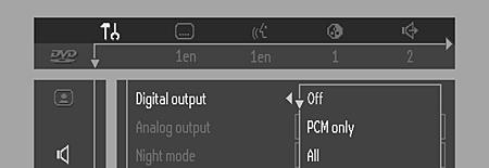 Lyd Digital kontakt (Digital output) Fabrikkinnstillingen er ALL, dvs. at koaksialkontakten er slått på.