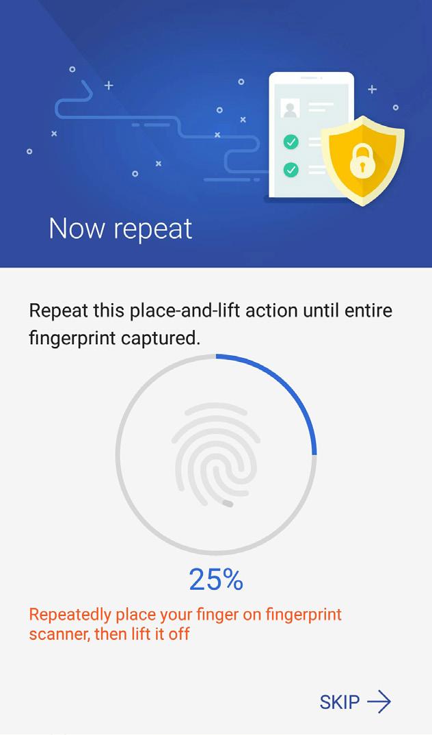 Fingeravtrykk-ID-sensor Fingeravtrykk-ID-sensoren hindrer at andre bruker ASUS Phone uten din tillatelse. Du kan bruke fingeravtrykk til å låse opp enheten og få tilgang til telefonsamtaler og data.