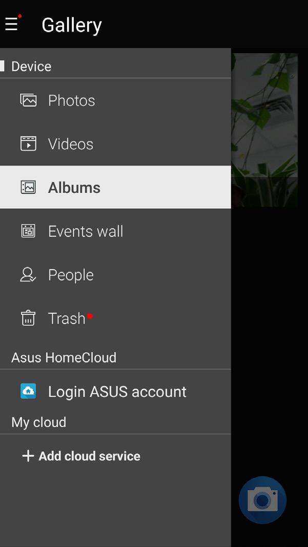 Bruke Galleriet Se bilder og filmer på ASUS Phone med Galleri-appen. Med denne appen kan du også redigere, dele eller slette bilde- og videofiler lagret i ASUS-nettbrett-brettet.