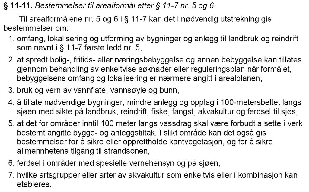 11-10 Bestemmelser til LNFR og sjø/