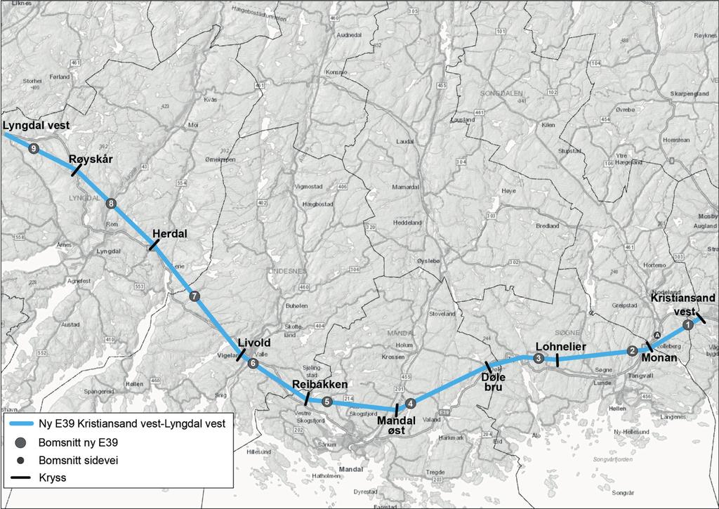 2016 2017 Prop. 135 S 11 prinsippene som fremgår av bompengekonseptet være styrende for plassering av bomsnitt.