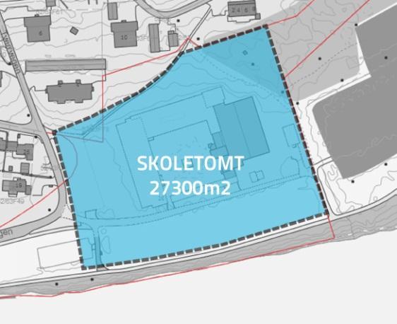 Sentrum videregående skole. Tilgjengelig areal Mulighetsstudien konkluderer med at området på Tråstad er et godt egnet område for å bygge en ny felles ungdomsskole for 700 elever.