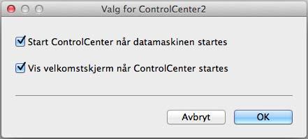 Administrere maskinen fra datamaskinen Slå funksjonen Automatisk innlasting (ControlCenter2) av/på 8 1 Klikk på ikonet (ControlCenter2) i Dock. Vinduet ControlCenter2 vises.