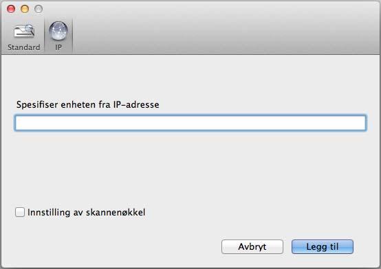 Mens du angir maskinens IP-adresse, kan du også konfigurere Innstilling av skannenøkkel.