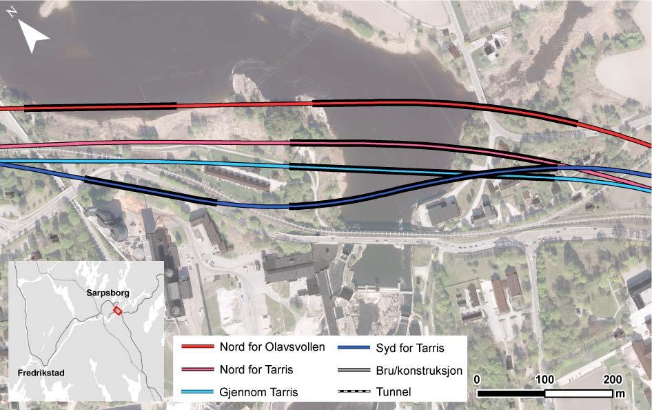 De optimaliserte løsningene Nord for Olavsvollen + alt. 9 (veg) Nord for Tarris + alt. 1 (veg) Nord for Tarris + alt.