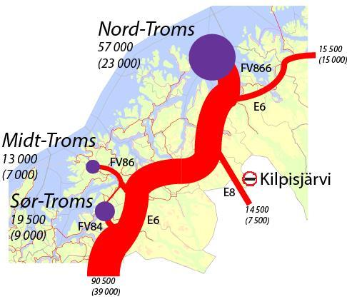 Det fremgår av tabell 4-7 at de store tollstedene for eksport av fersk oppdrettet laks og ørret fra Troms er Svinesund, Kilpisjärvi og Bjørnfjell. Slik var det også i 2007.