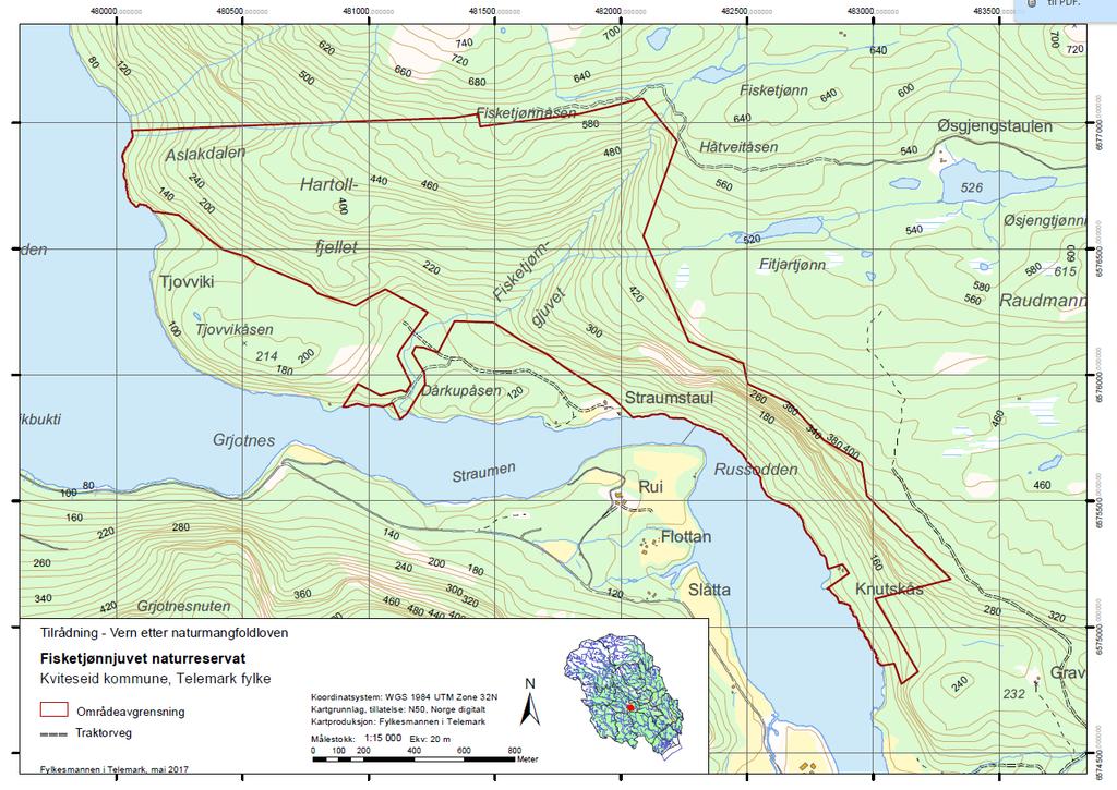 Vedlegg 2 Kart over Fisketjønnjuvet naturreservat.