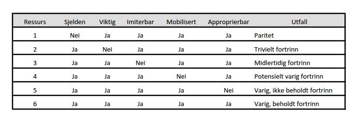 Figur 4-3 Svima-trappen (Jakobsen & Lien, 2001) For hver ressurs som potensielt sett kan gi eller gir varige konkurransefortrinn, må hvert enkelt element vurderes.