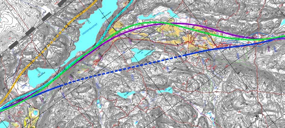 3.3 Tunnel gjennom heia vest for Høyland Et av alternativene som lenge var med i prosessen var en korridor med tunnel på Høyland (blå korridor).