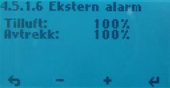 4.5.1.5 Meny for programmering av viftehastigheter ved aktivering av kjøkkenhette. 4.5.1.7 Meny for innstilling av ønskede verdier ved aktivering av borte/hjemme funksjon.