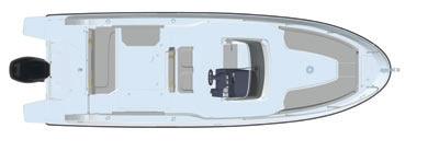 Ergonomisk dasjbord med instrumentering, valgfri 9 Simrad kartplotter, Vessel View og SmartCraft instrumentering 7. Stå stoler for to personer 8.